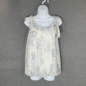 GIUSY Silk Top Paisley Dainty Tie‎ Neck Sleeveless Feminine Romantic Sz S Italy